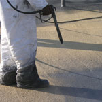 Portland protective roof coatings over foam